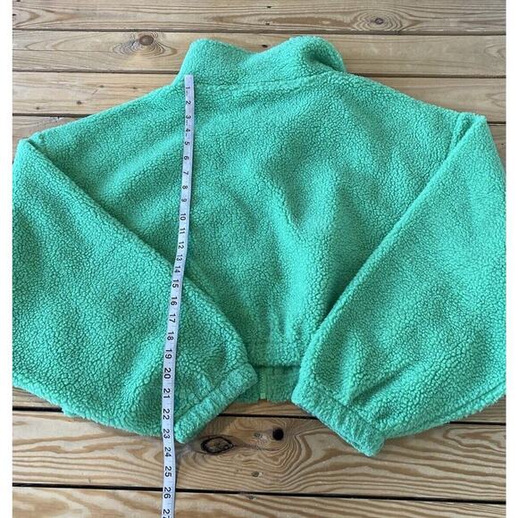ASOS Design Fleece Crop Jacket Size 14 Women’s Green Full Zip - Picture 6 of 8